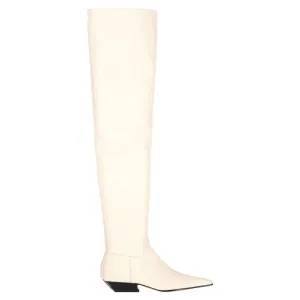 Khaite Marfa Over The Knee Boots in Cream Leather