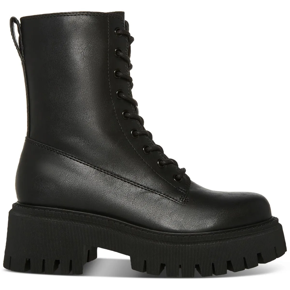 Knight Womens Faux Leather Lug Sole Combat & Lace-Up Boots
