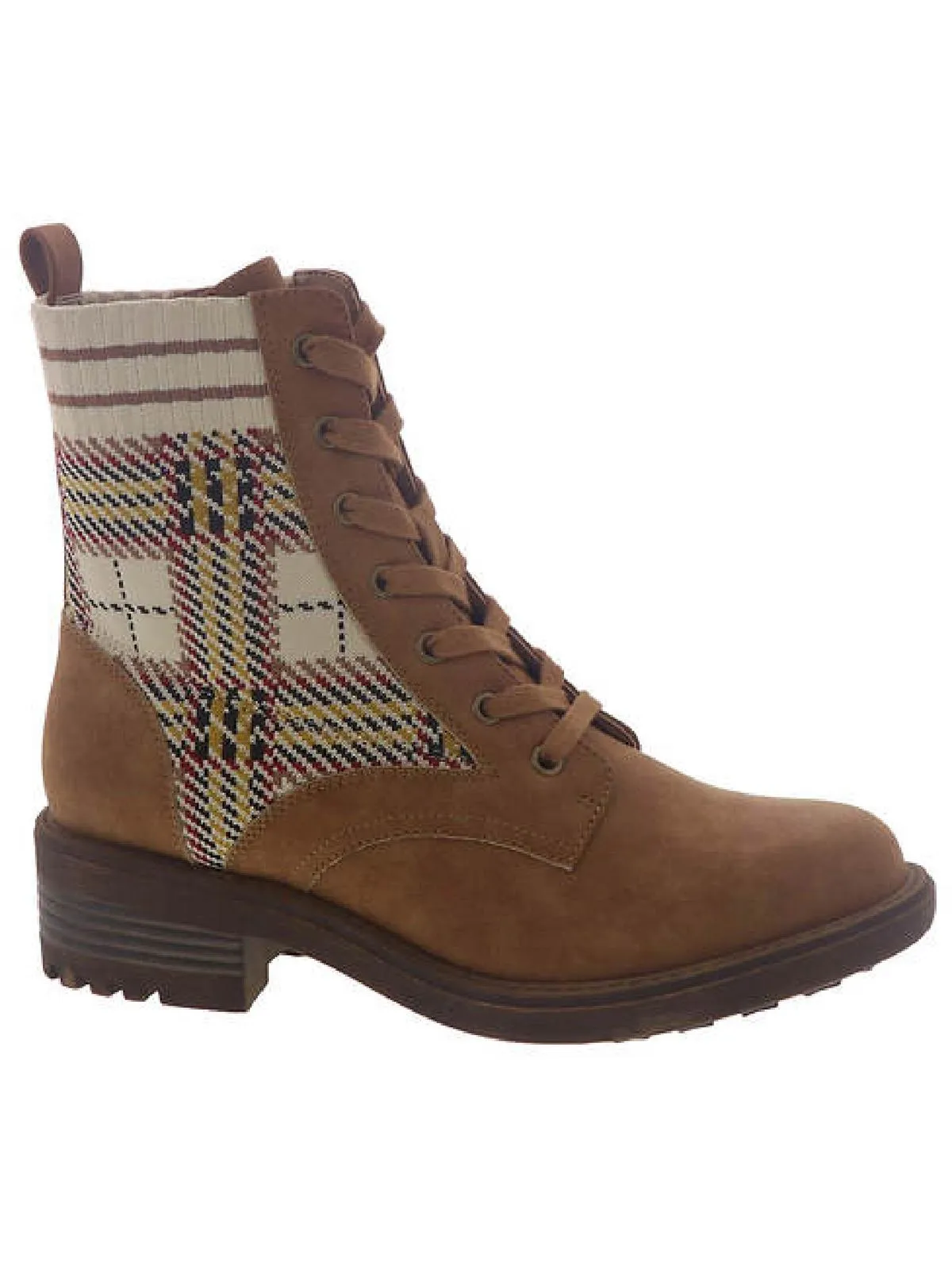 Knockout Womens Zipper Knit Combat & Lace-up Boots