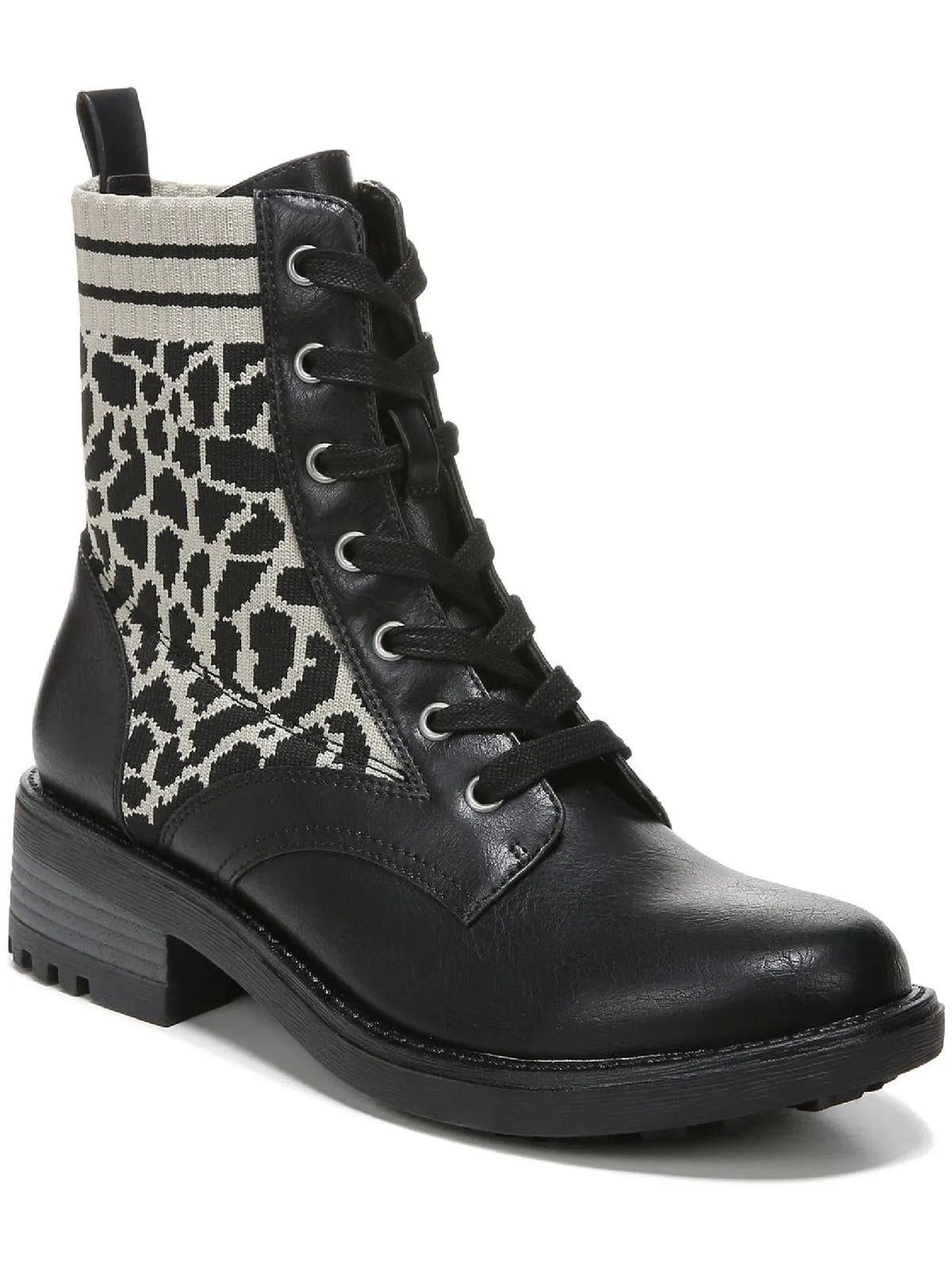 Knockout Womens Zipper Knit Combat & Lace-up Boots
