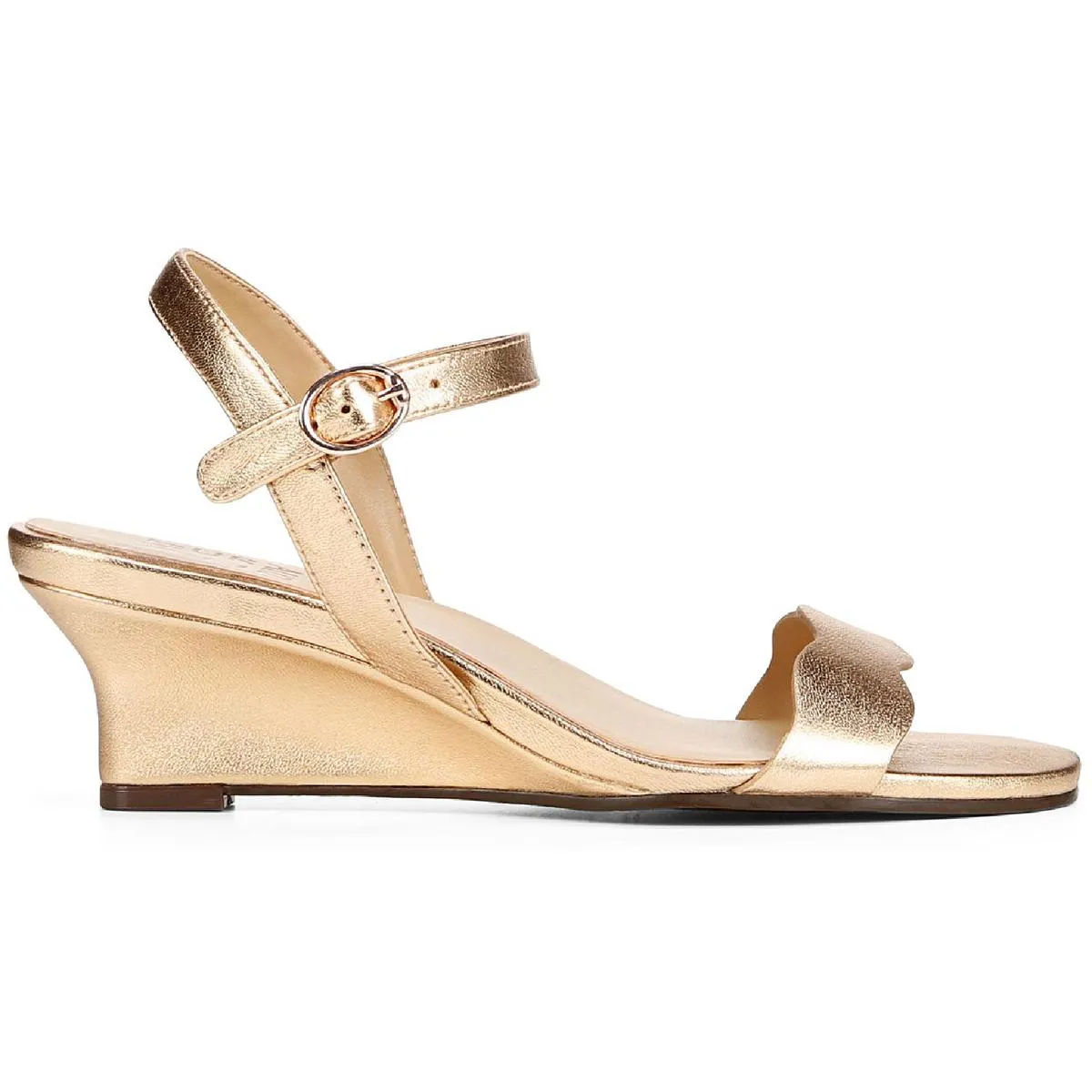 Lacey Womens Leather Ankle Strap Wedge Sandals
