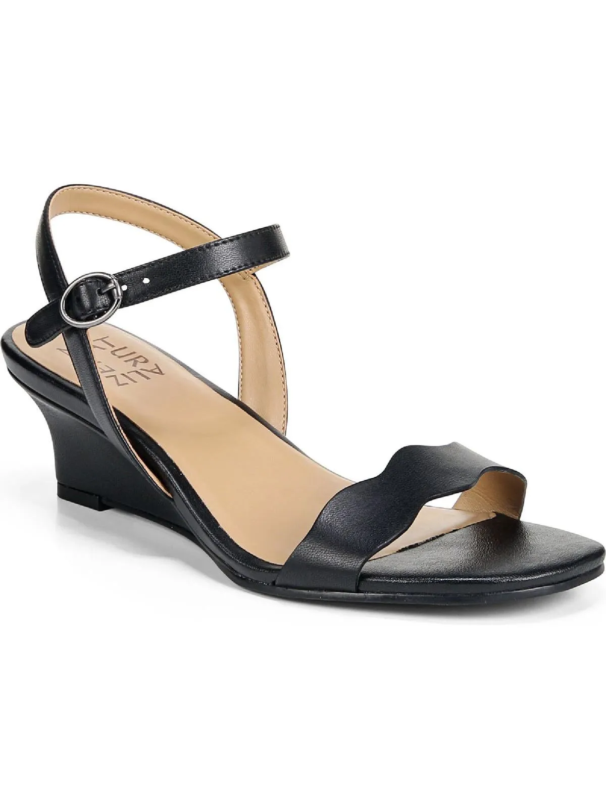 Lacey Womens Leather Ankle Strap Wedge Sandals