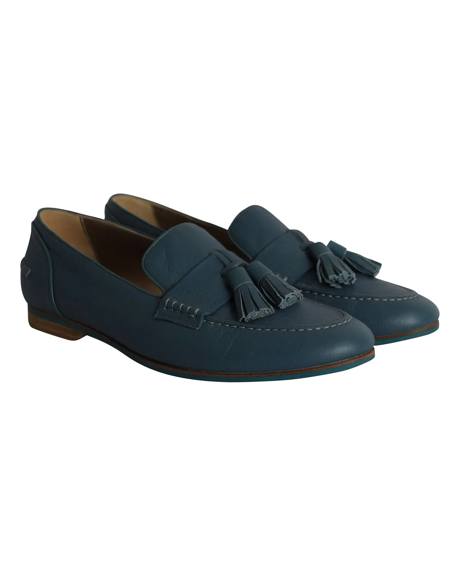 Lanvin Tassel Loafers in Blue Leather