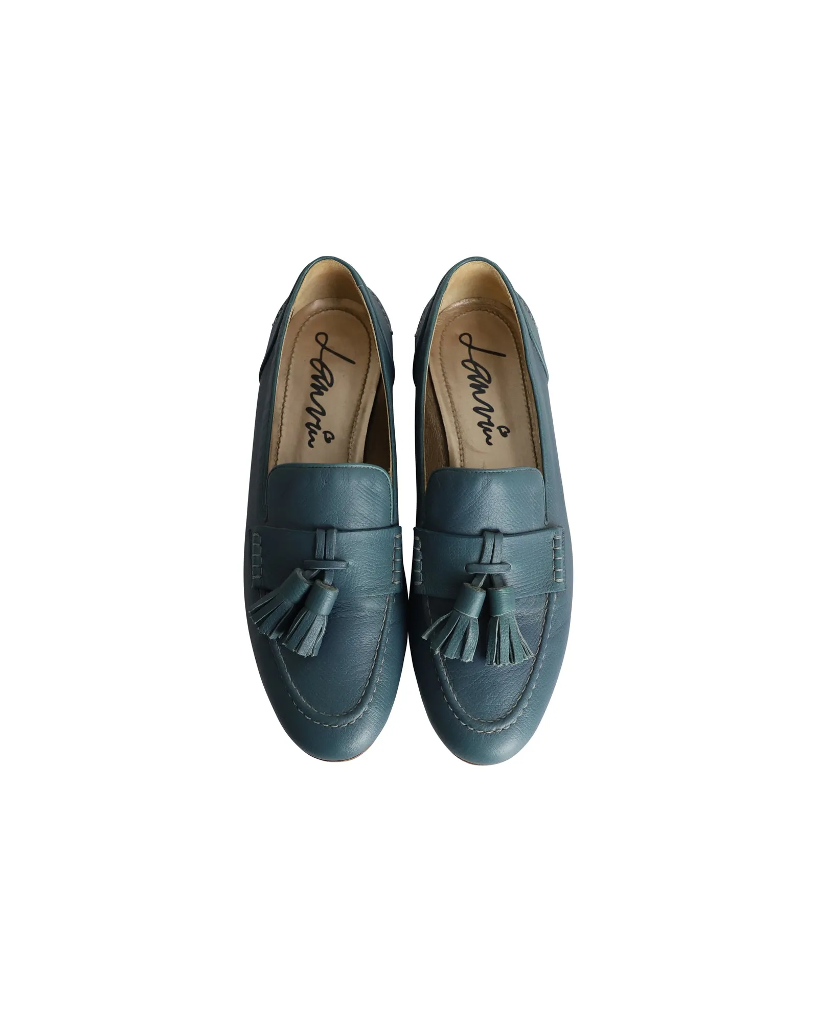 Lanvin Tassel Loafers in Blue Leather