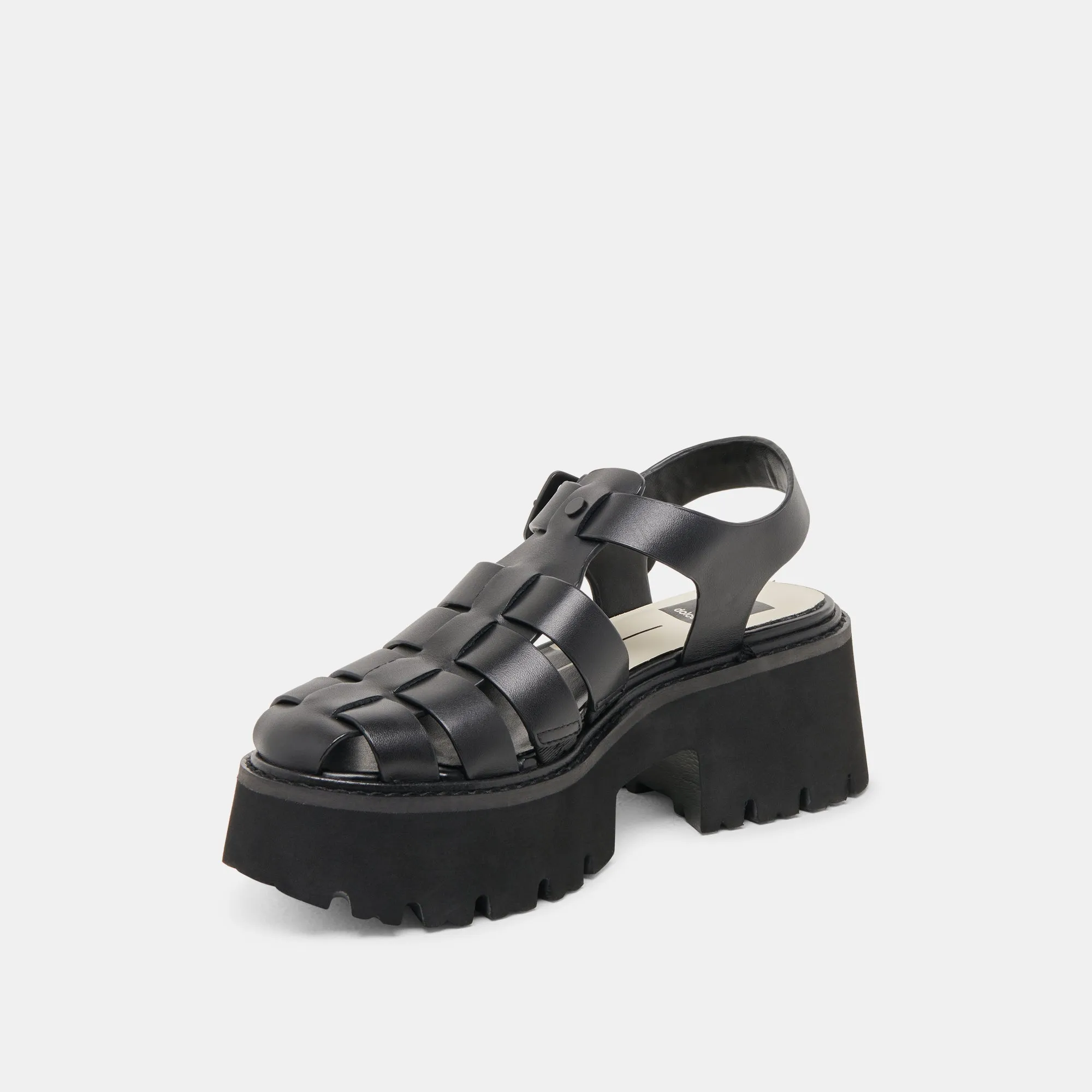 LASLY TONAL SANDALS BLACK LEATHER