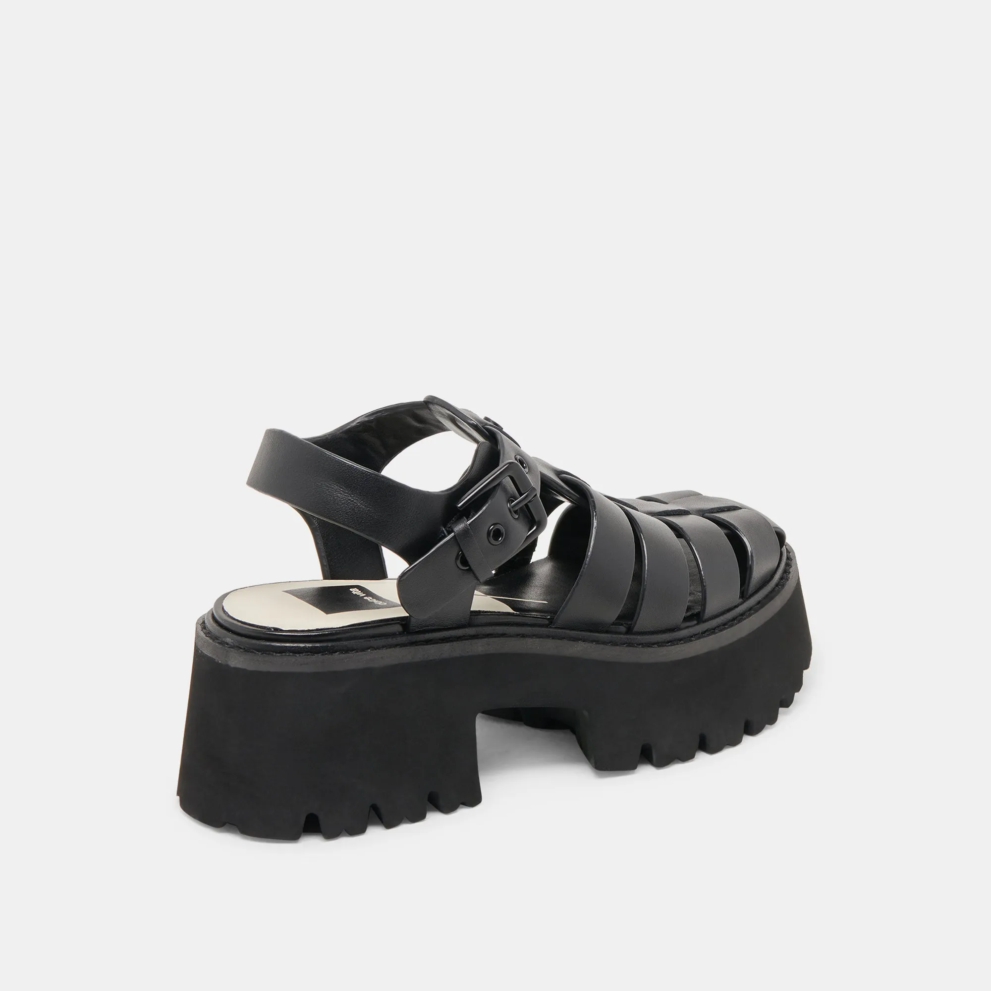 LASLY TONAL SANDALS BLACK LEATHER