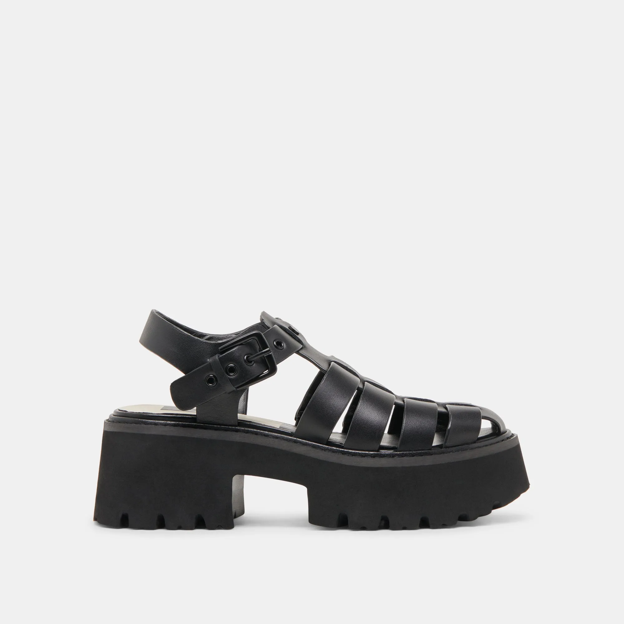 LASLY TONAL SANDALS BLACK LEATHER