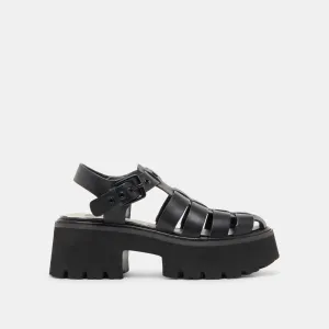 LASLY TONAL SANDALS BLACK LEATHER