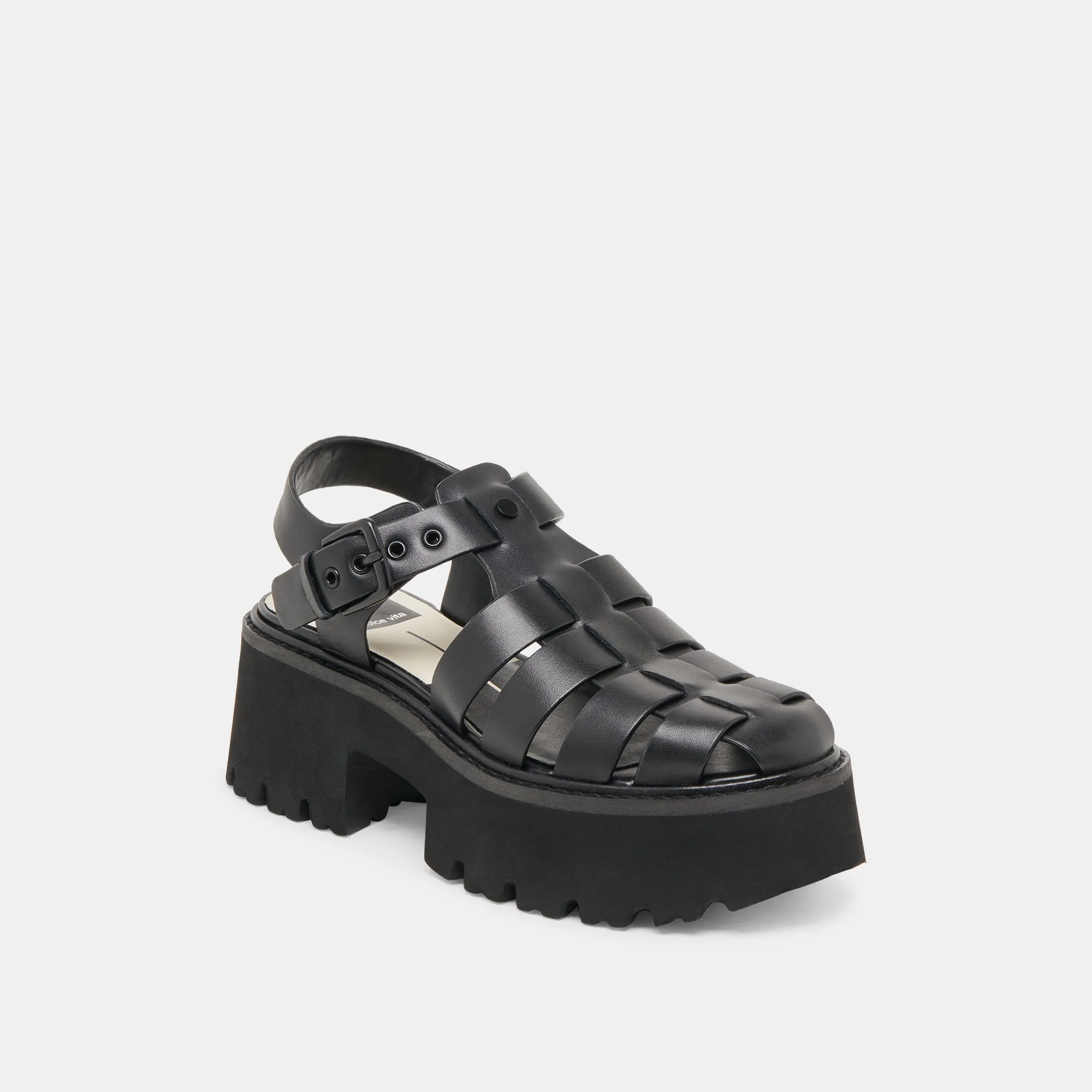 LASLY TONAL SANDALS BLACK LEATHER