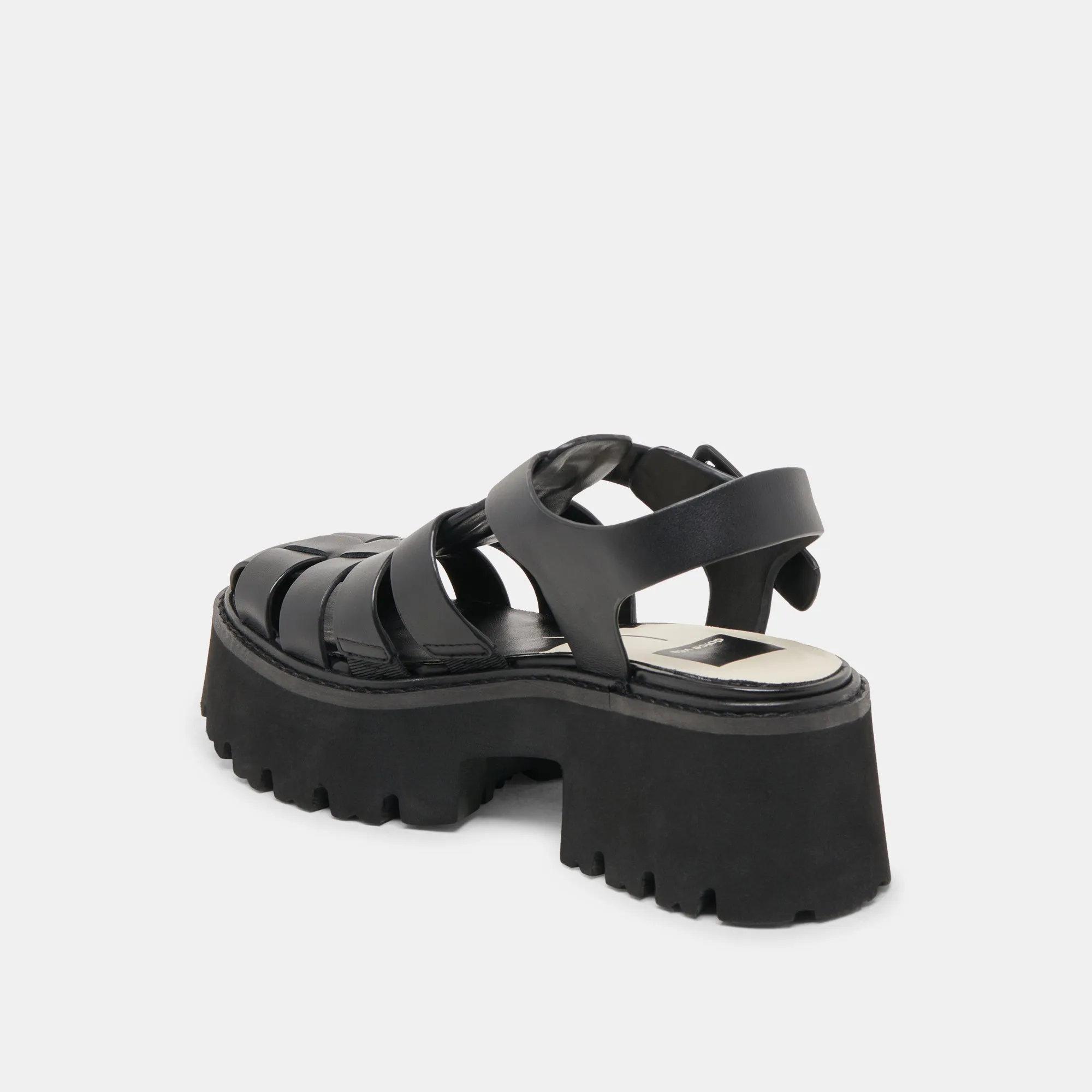LASLY TONAL SANDALS BLACK LEATHER