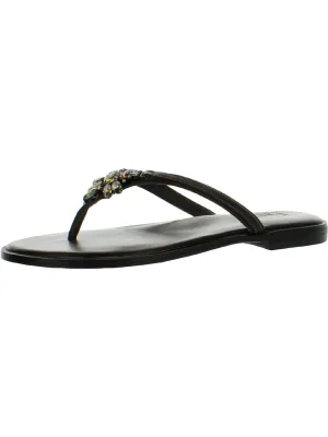 Liliana Womens Faux Leather Rhinestone Thong Sandals