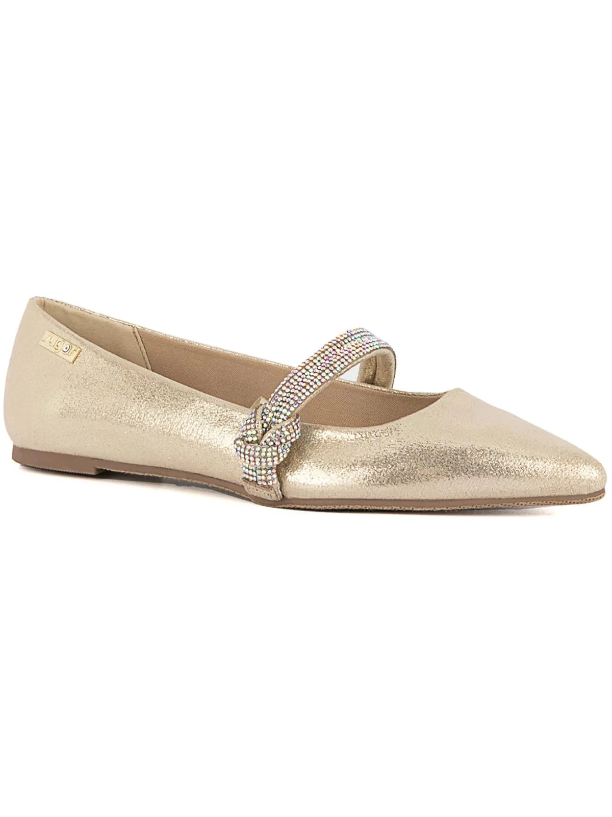 Lingo Womens Pointed Toe Slip On Ballet Flats