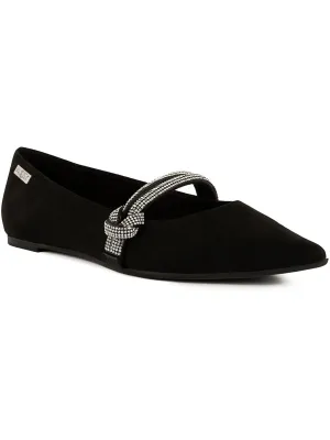 Lingo Womens Pointed Toe Slip On Ballet Flats