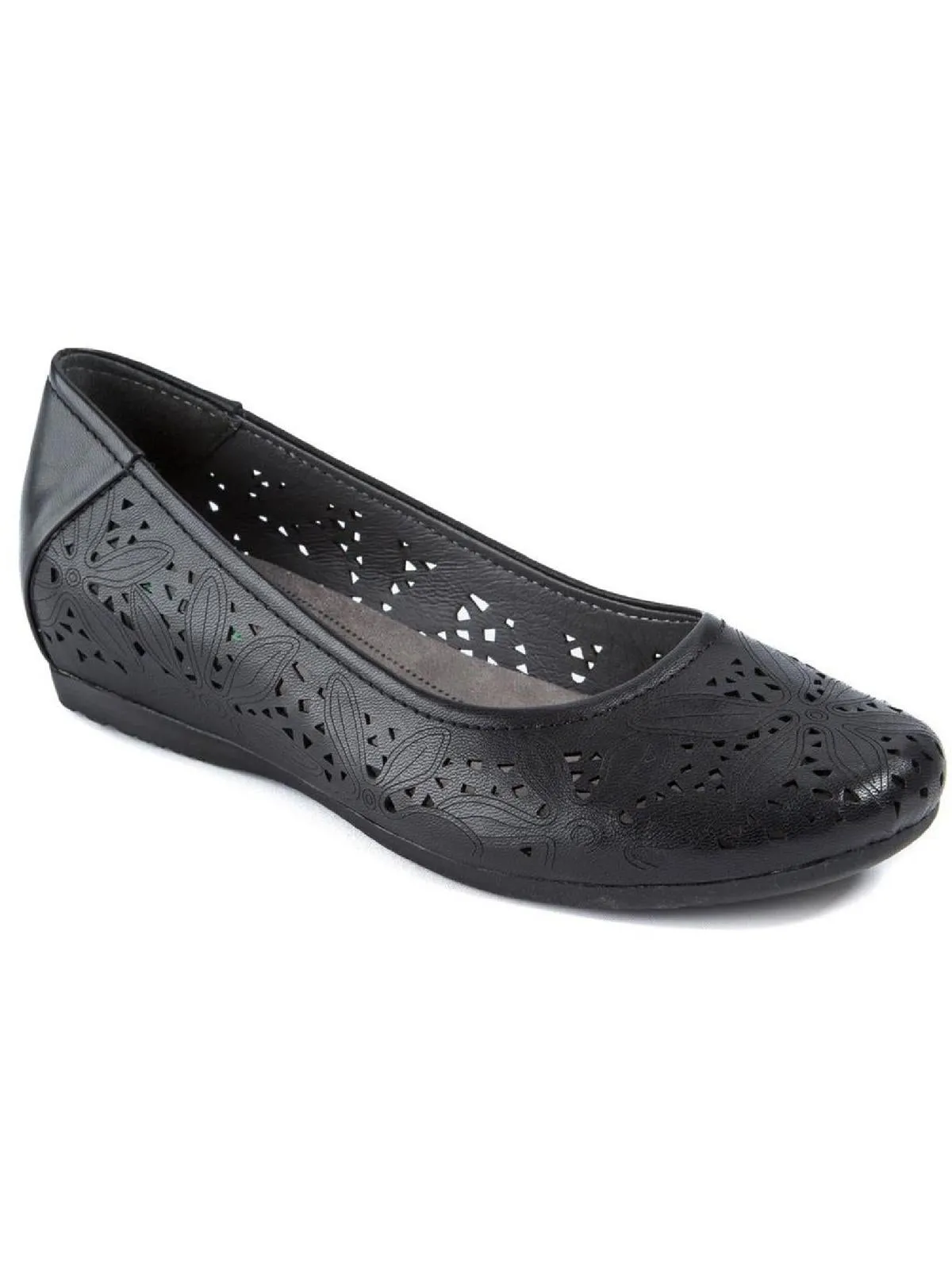 Mariah Womens Faux Leather Slip On Ballet Flats