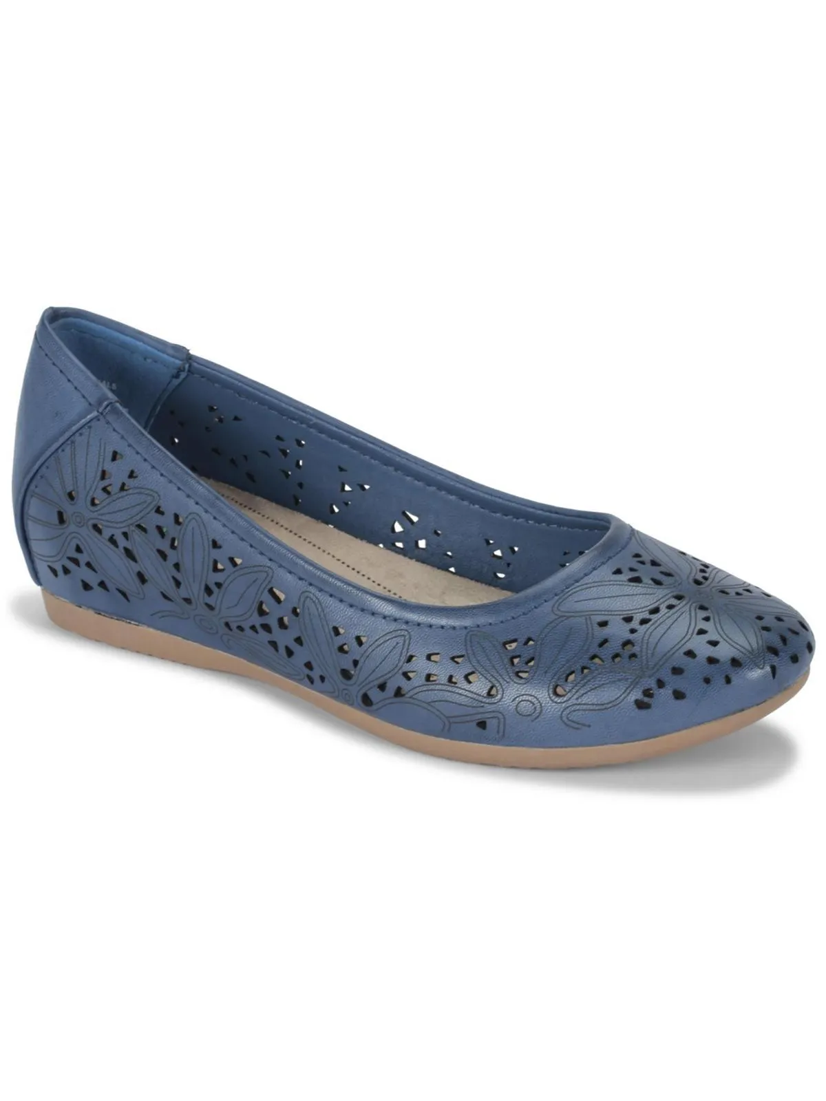 Mariah Womens Faux Leather Slip On Ballet Flats