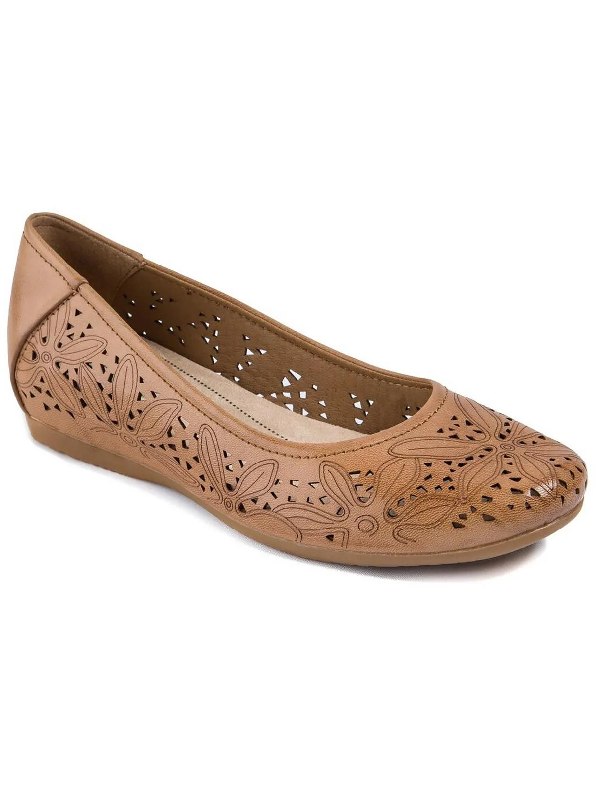 Mariah Womens Faux Leather Slip On Ballet Flats