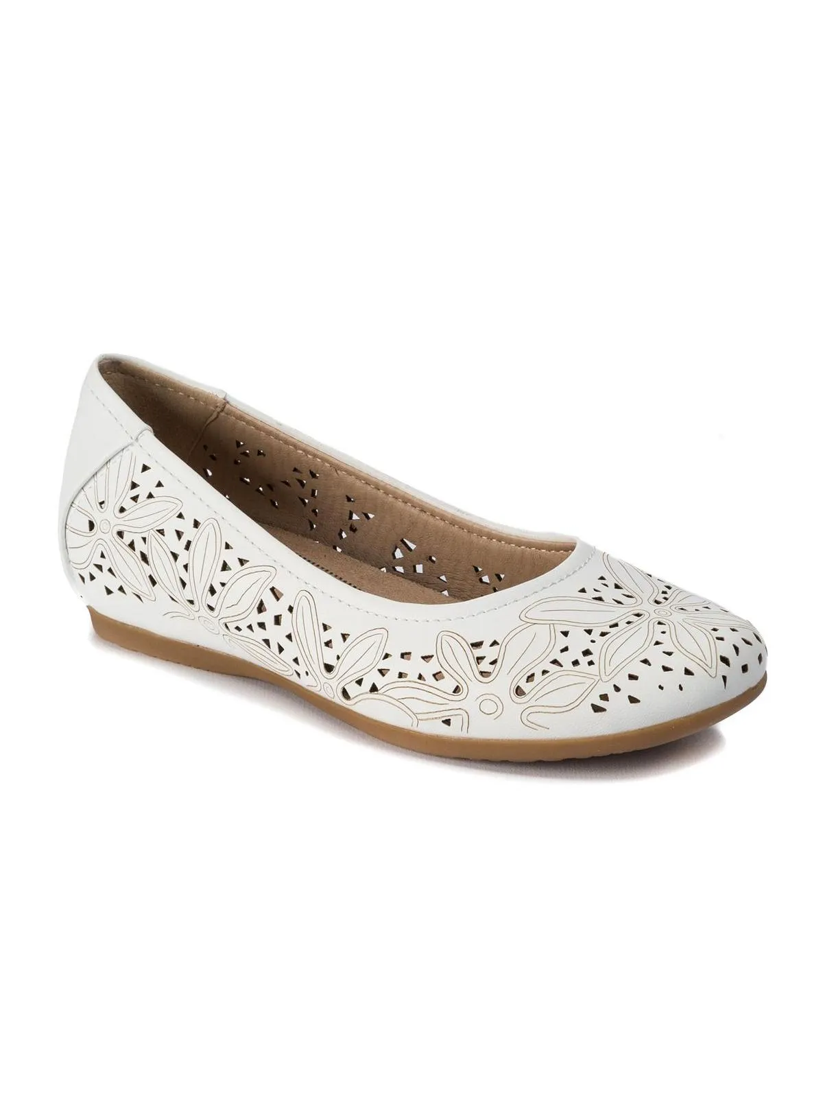 Mariah Womens Faux Leather Slip On Ballet Flats