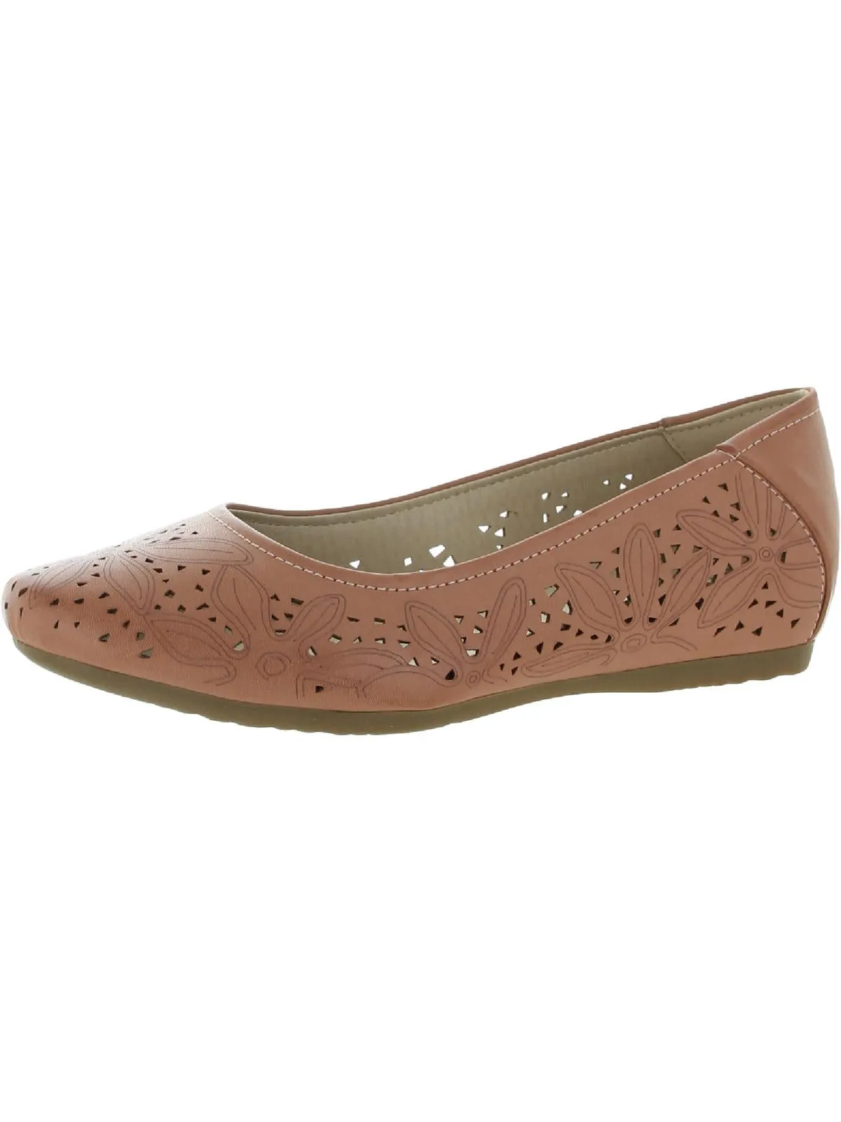 Mariah Womens Faux Leather Slip On Ballet Flats