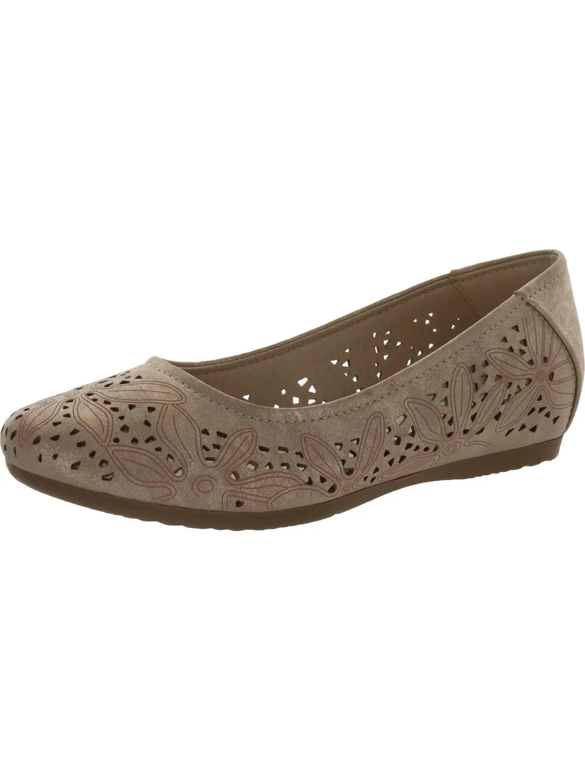 Mariah Womens Faux Leather Slip On Ballet Flats