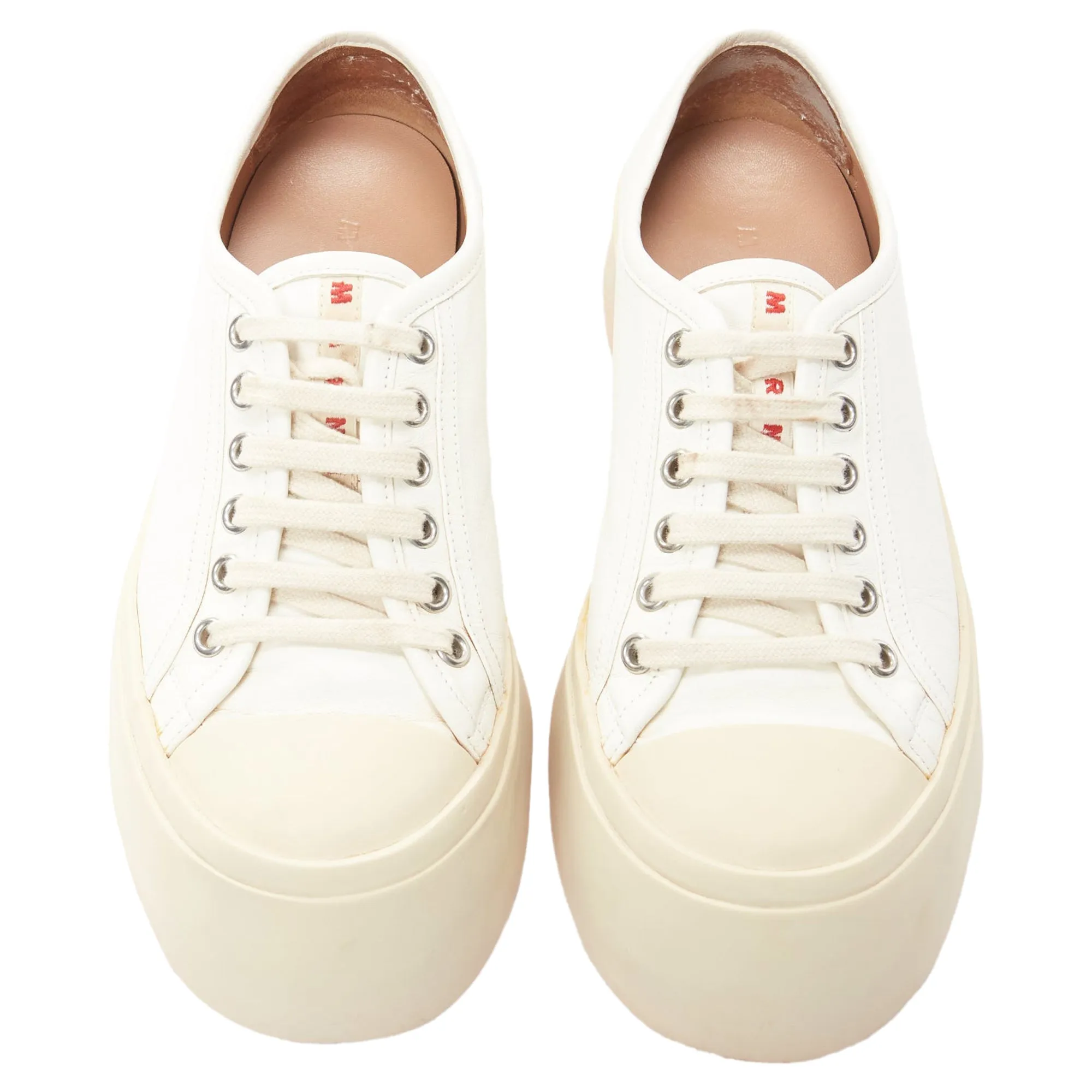 Marni Pablo leather chunky wide toe lace up low top sneakers