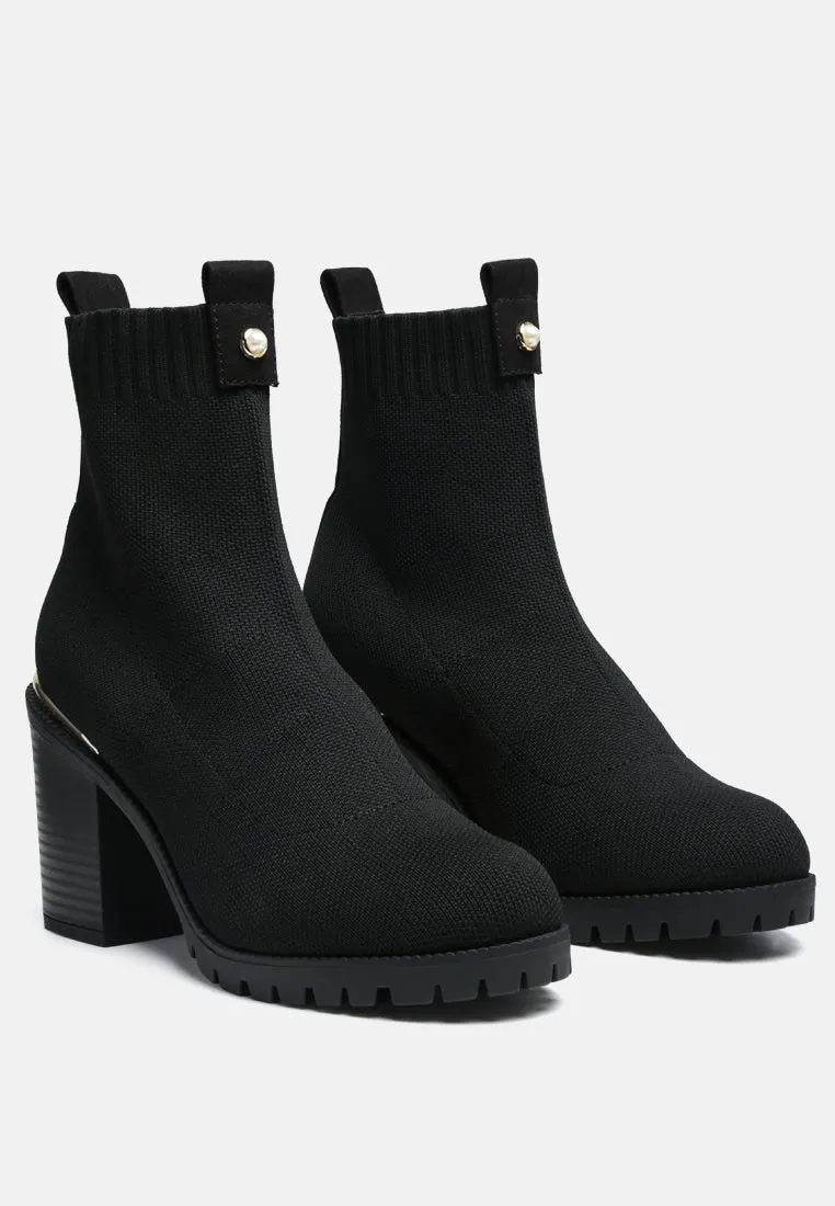 medusa knitted block heel ankle boots