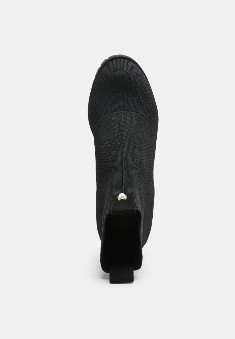 medusa knitted block heel ankle boots