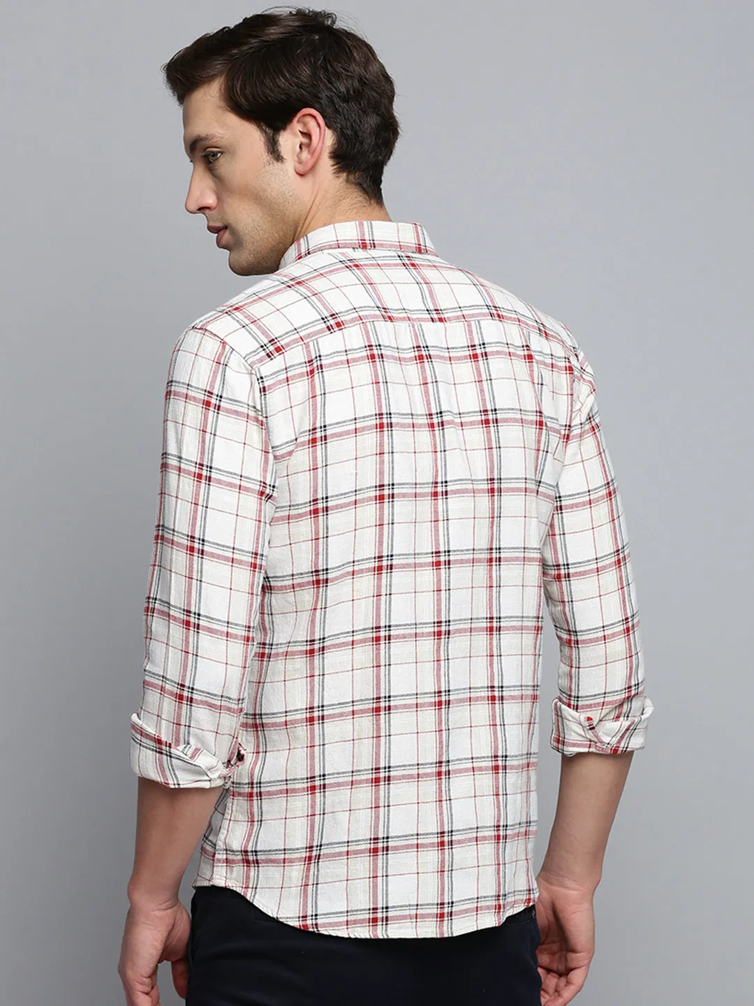 Men Beige Tartan Checked Classic Casual Shirt