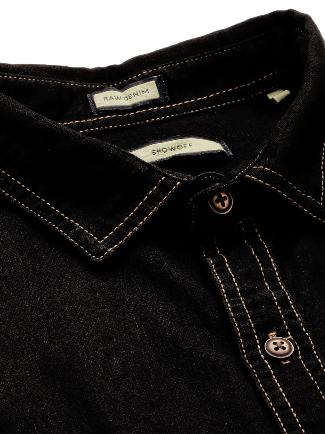 Men Black Classic Cotton Casual Shirt