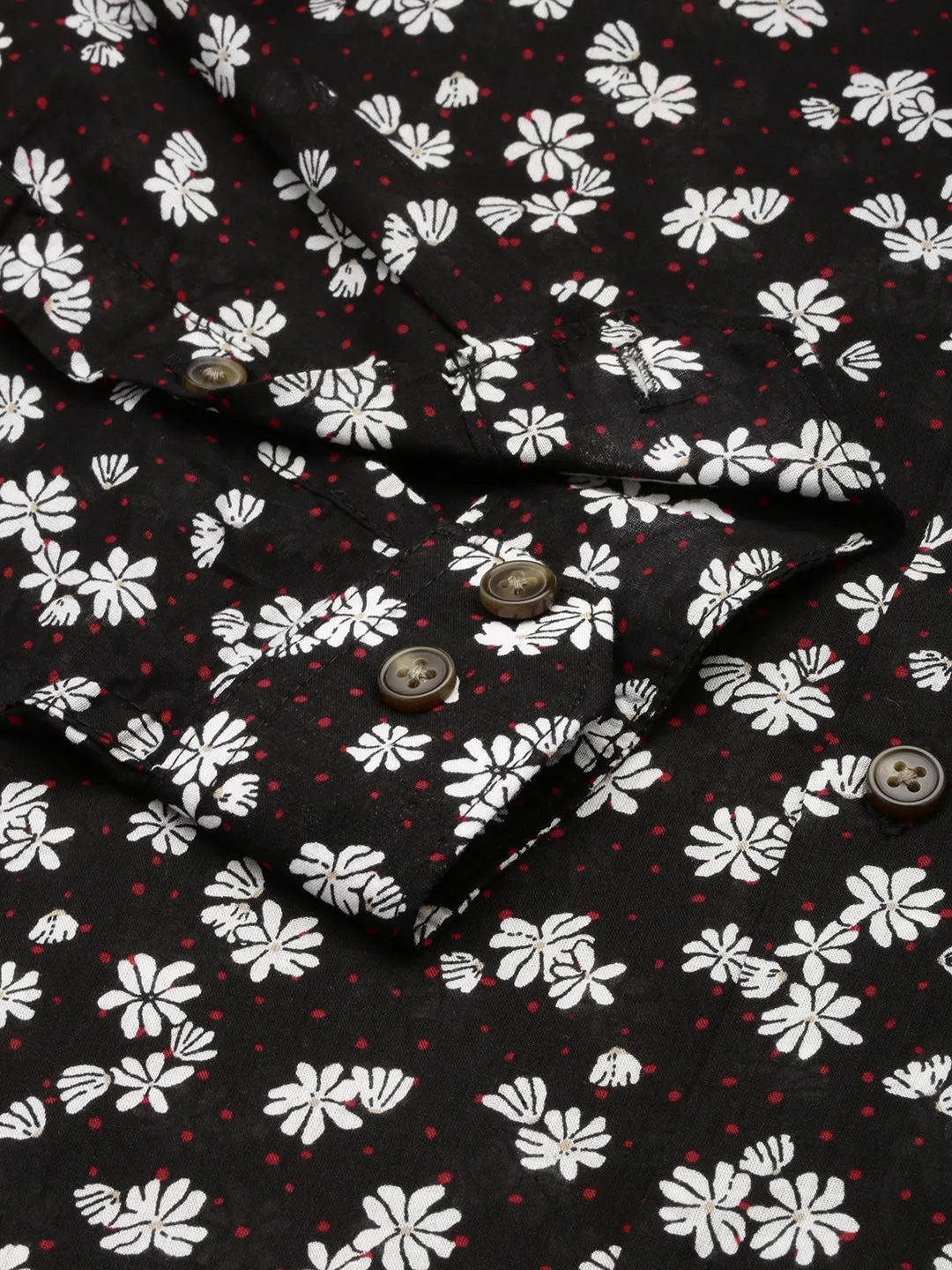 Men Black Floral Printed Casual Shirt