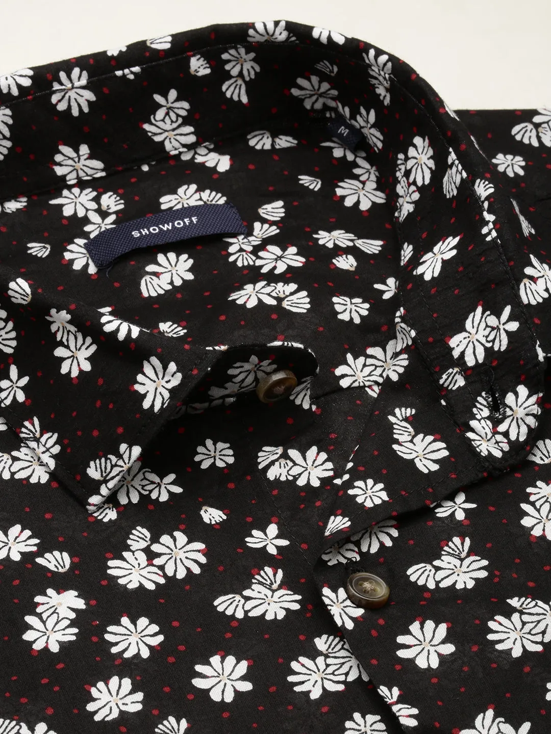 Men Black Floral Printed Casual Shirt