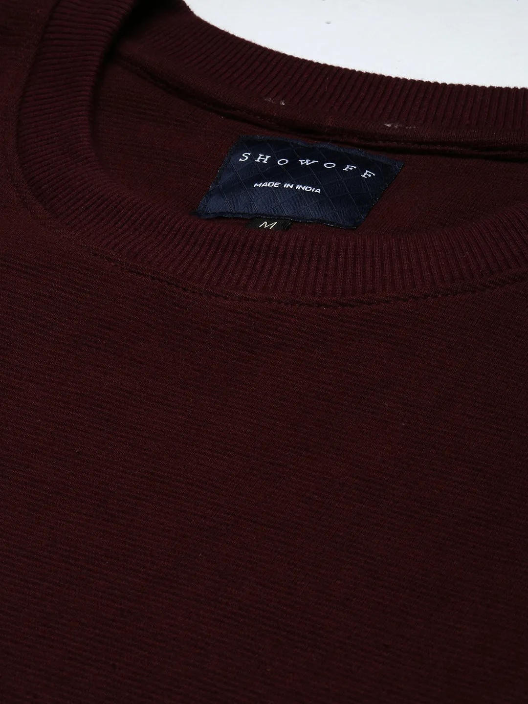 Men Maroon Ribbed Co-Ords Set