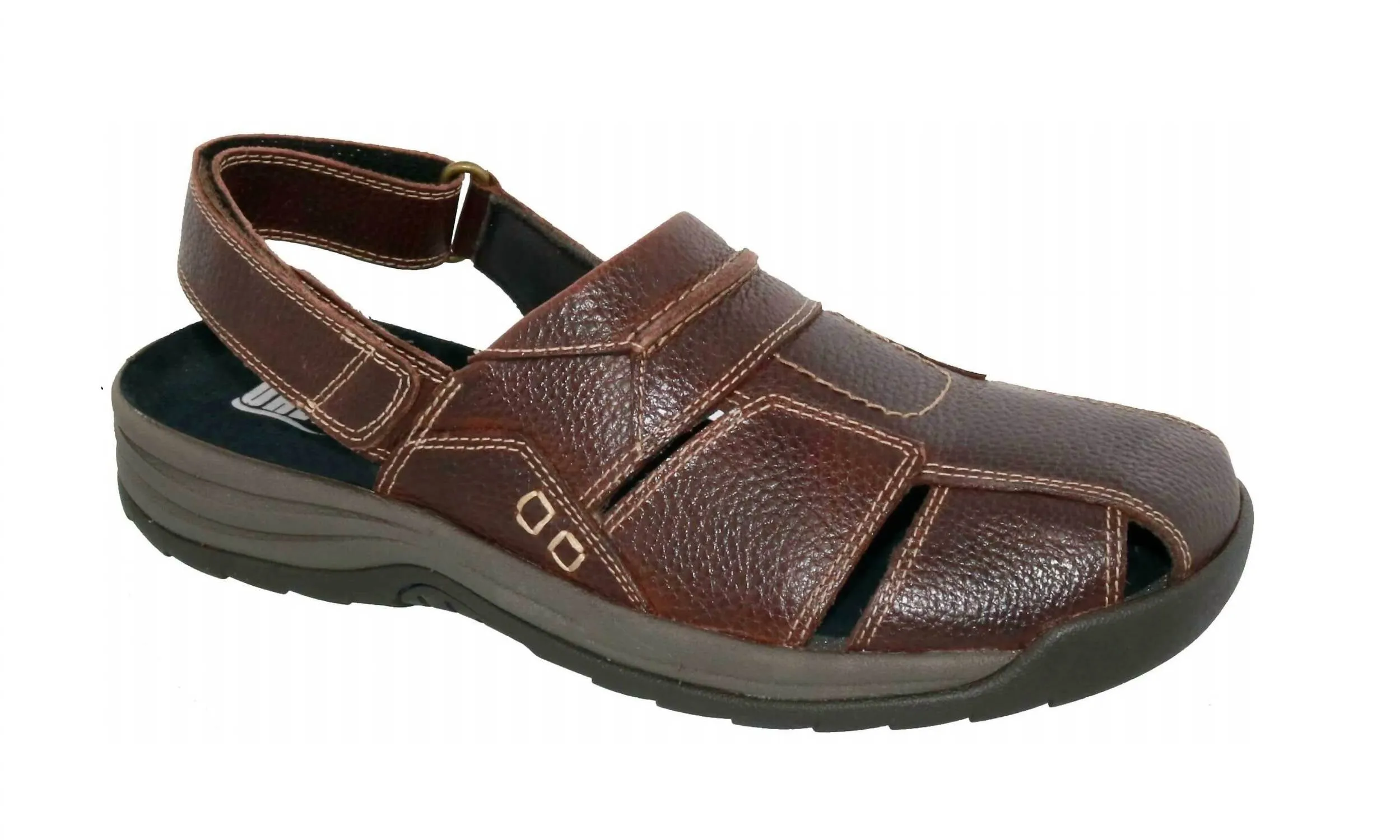 Men's Barcelona Sandal In Dark Brown Pebbled Leather