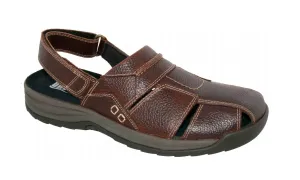 Men's Barcelona Sandal In Dark Brown Pebbled Leather