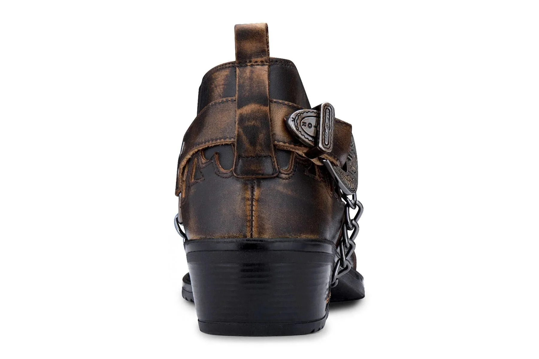 Men's Brown Croc Leather Winklepicker Studded Western Biker Shoes