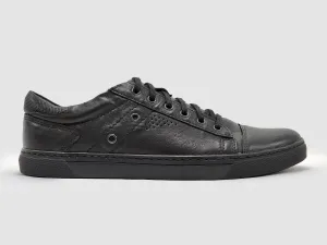 Men's Classic Leather Sneakers In Black