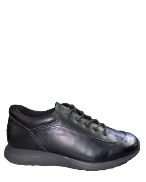 Men's Leather Lace-Up Comfort Sneakers In Black