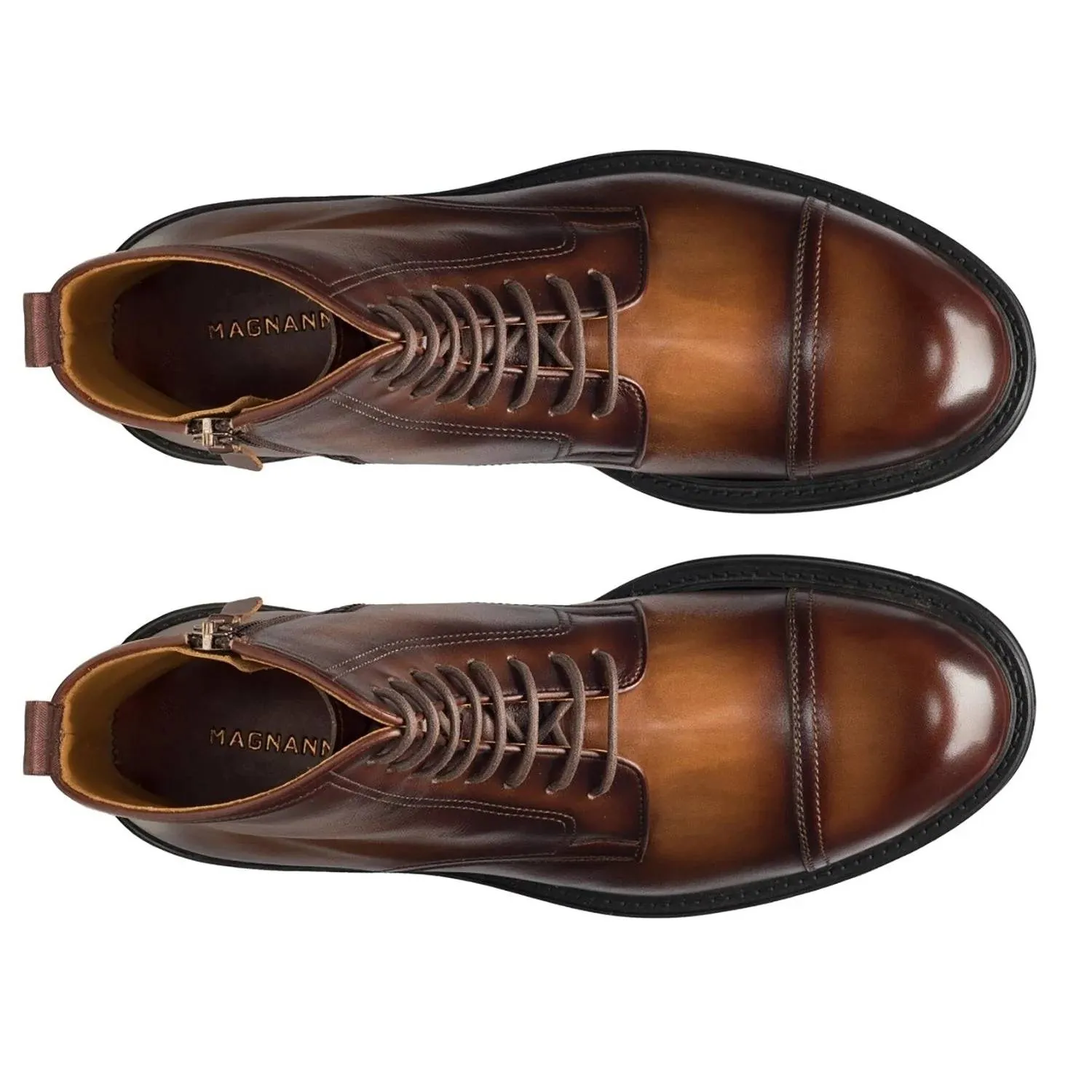 Men's Lerato Leather Derby Boots In Mid-Brown