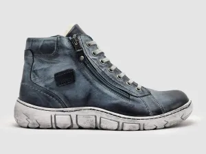 Men's Original Thick-Wool Lined Zip-Up Leather Boots In Blue