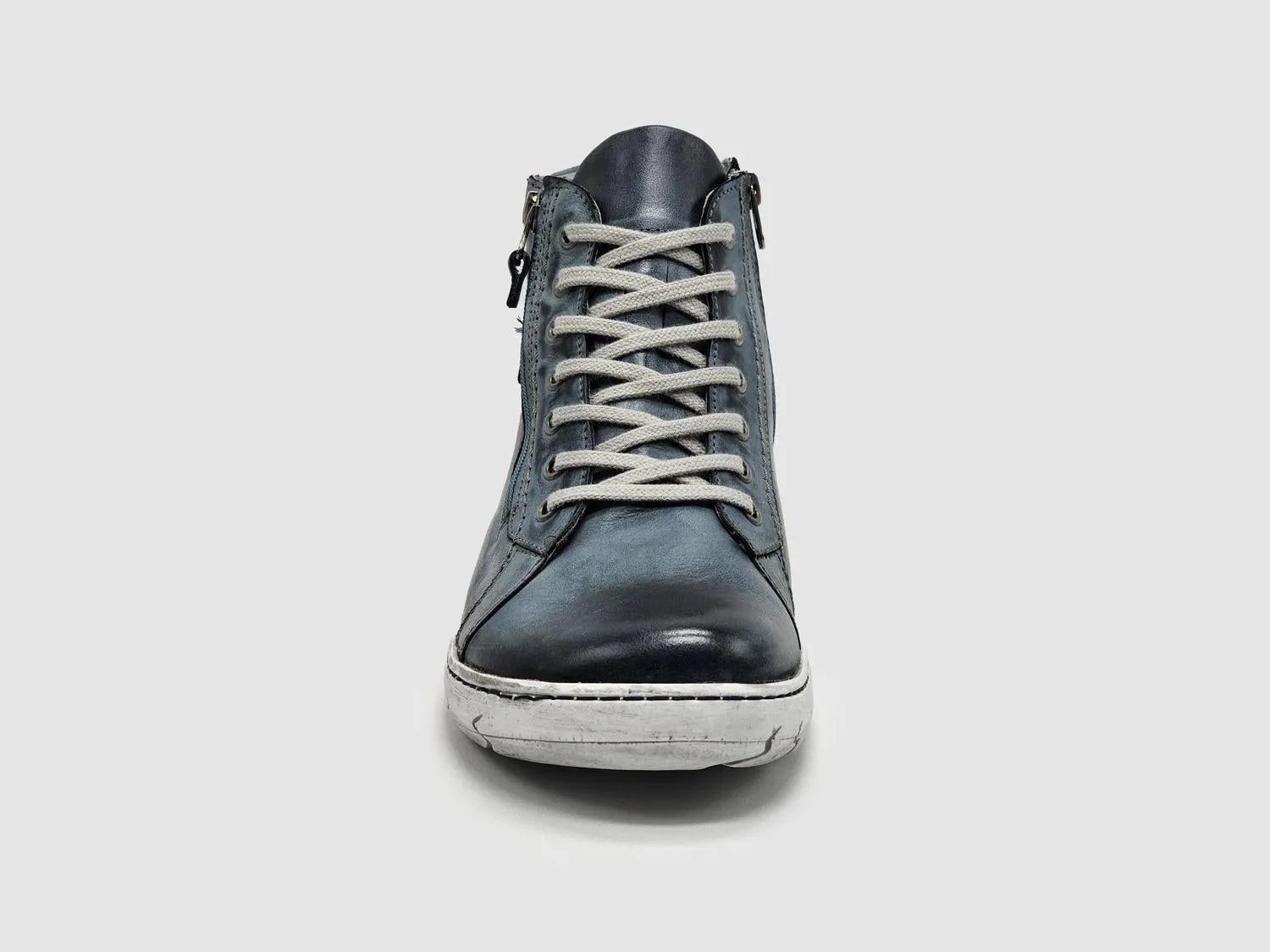 Men's Original Thick-Wool Lined Zip-Up Leather Boots In Blue