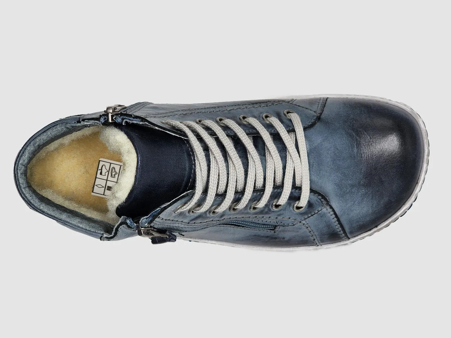 Men's Original Thick-Wool Lined Zip-Up Leather Boots In Blue