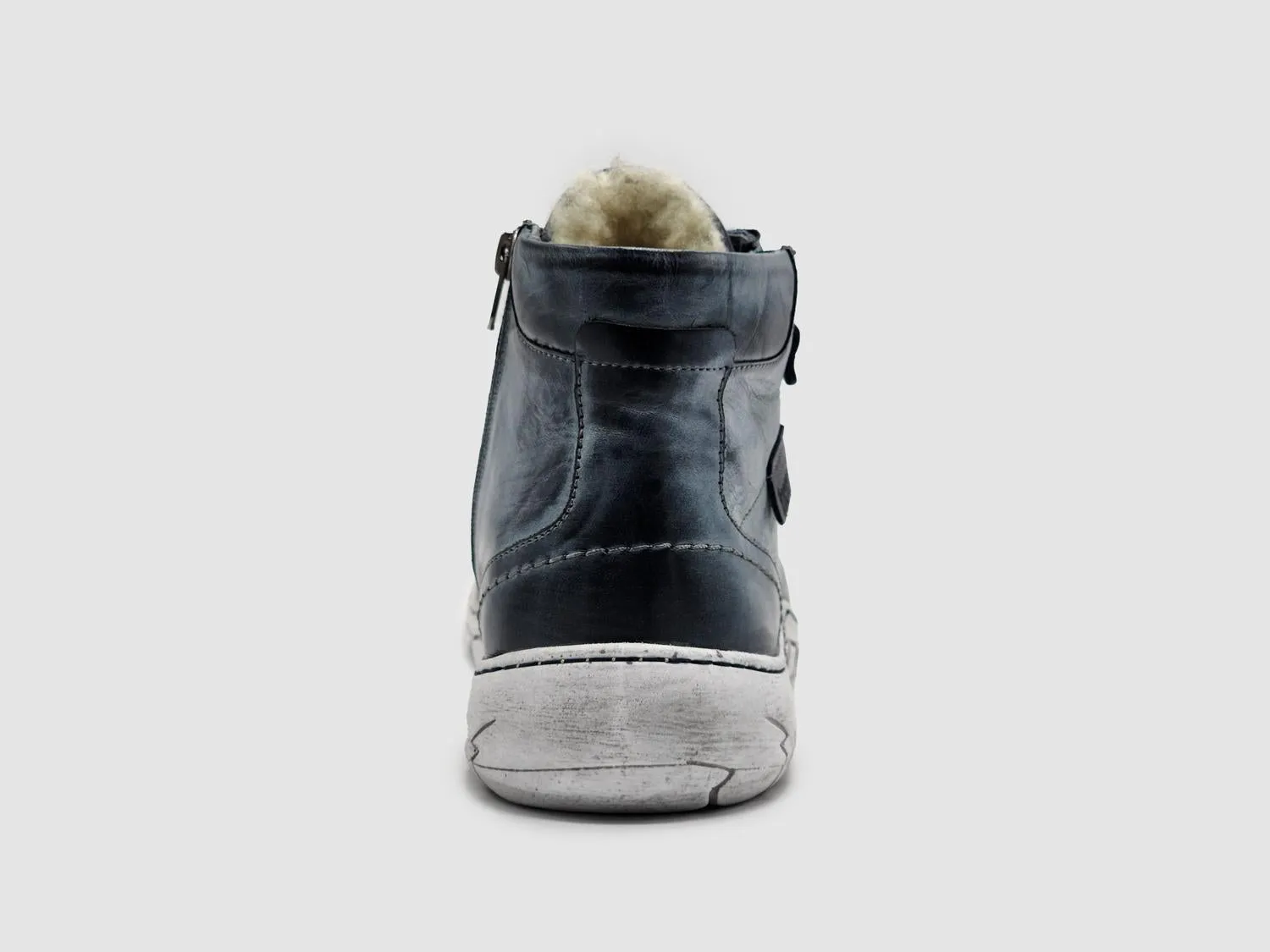 Men's Original Thick-Wool Lined Zip-Up Leather Boots In Blue