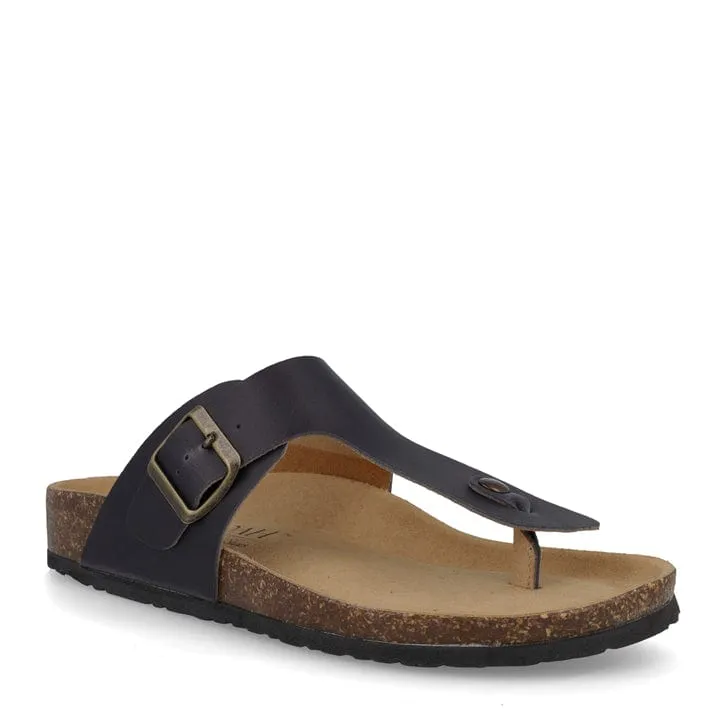 Michelangelo Mens' Corn Leather Vegan Sandals | Black