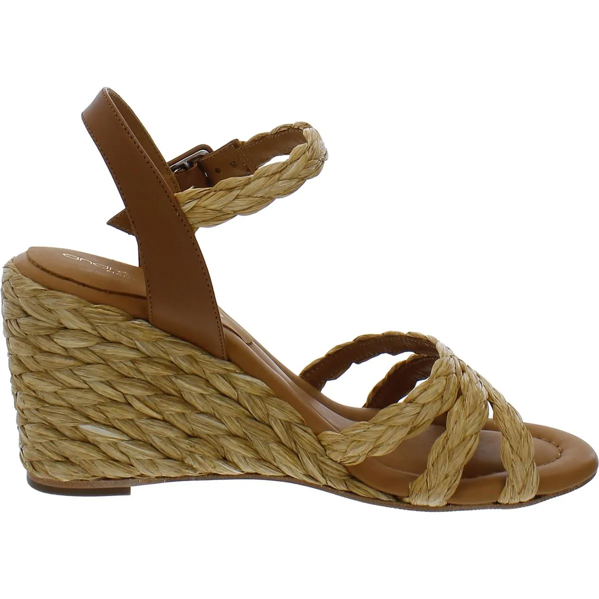 Milena Womens Woven Leather Wedge Sandals