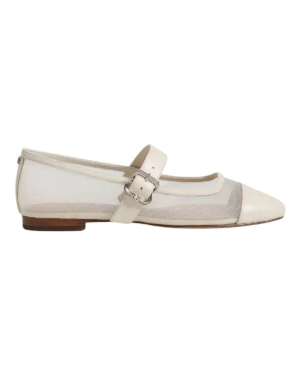 Miranda Mary Jane Flats In Modern Ivory Mesh/leather