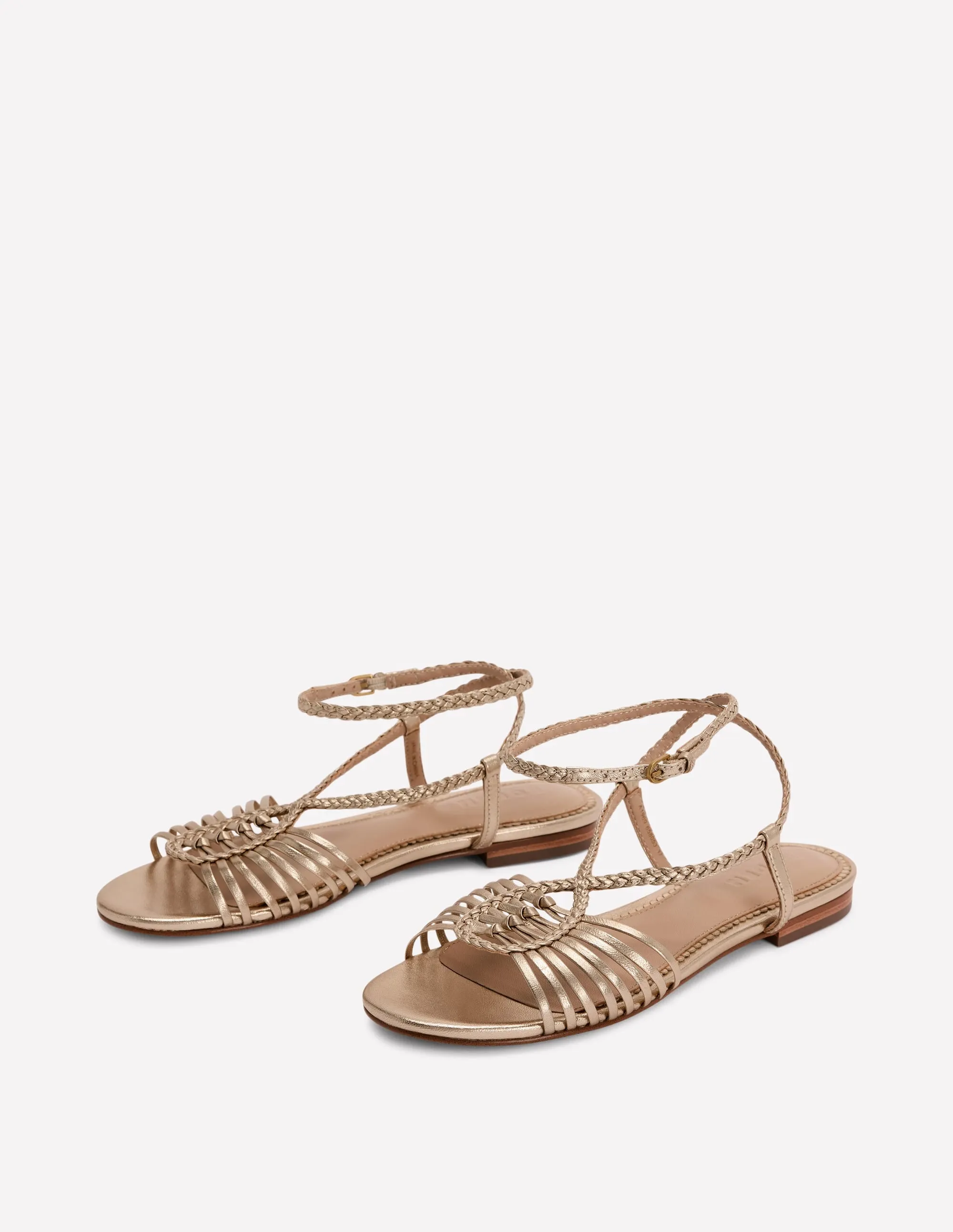 Multi Strap Flat Sandal-Gold