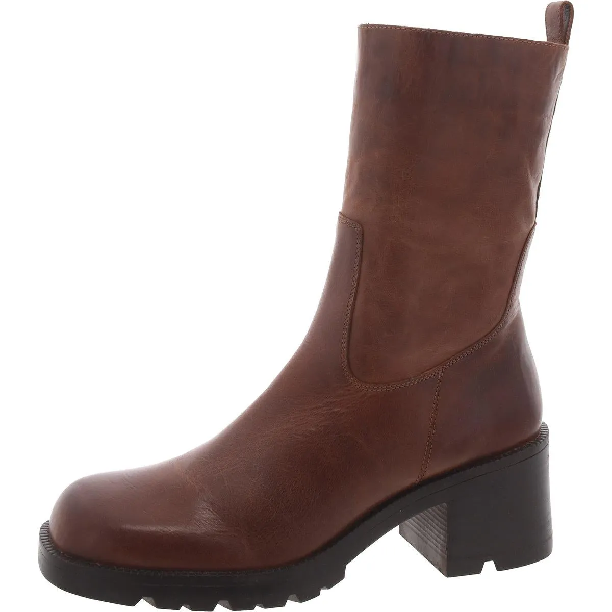 Nala Womens Leather Block Heel Ankle Boots