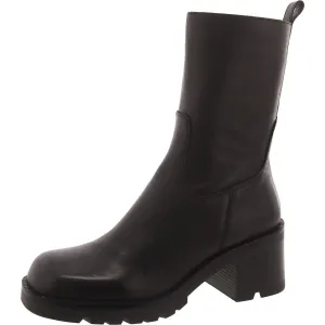 Nala Womens Leather Block Heel Ankle Boots