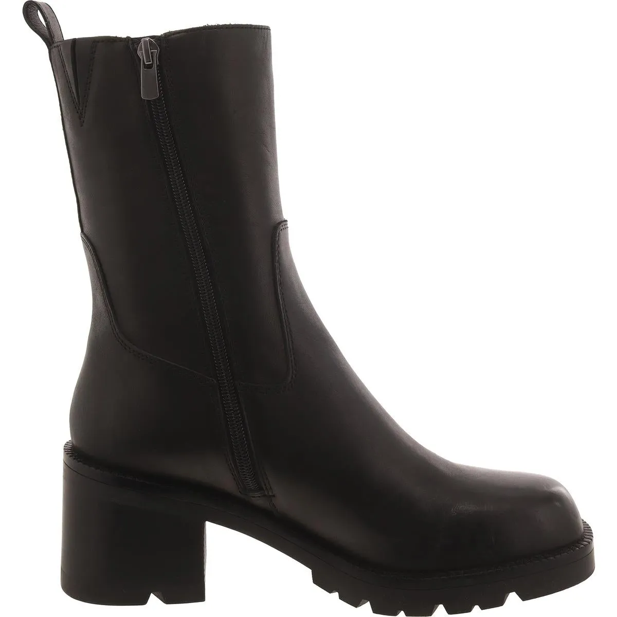 Nala Womens Leather Block Heel Ankle Boots