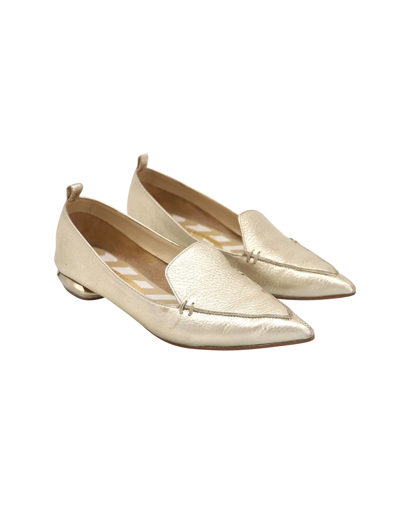 Nicholas Kirkwood Beya Loafers in Gold Leather