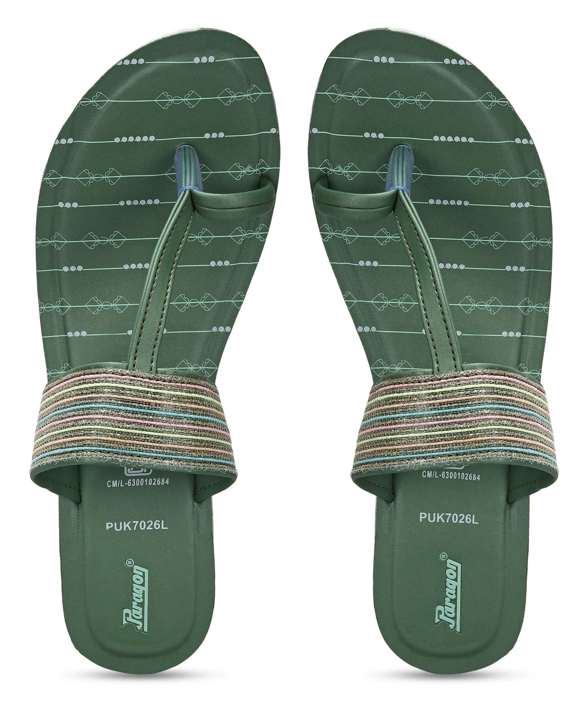 Paragon Women's Green Wedge Sandals with Cushioned Sole and Sturdy Construction for Everyday Use
